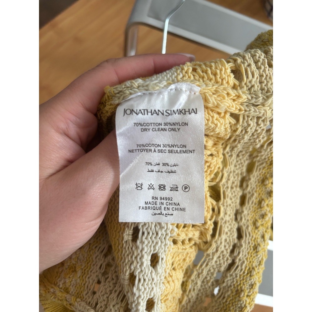 Jonathan Simkhai Clarita Macrame Yellow Knit Mock Neck Tank Top Sz Small Boho - Picture 7 of 7